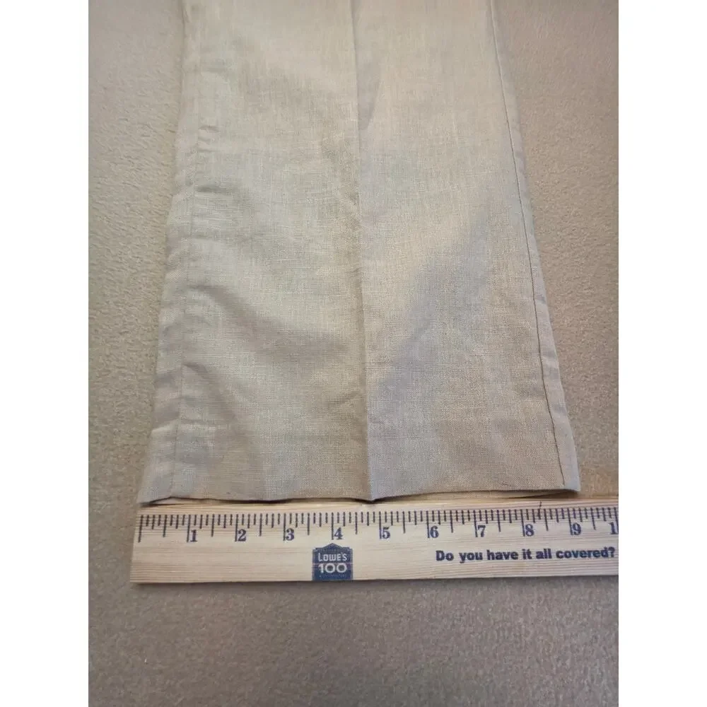 Zara Women's Linen Cotton Blend Khaki Trouser Pants Sz Large NWT